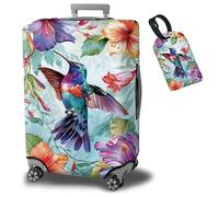 BWEGRHE Copertura per valigia, con 1 etichetta per bagagli, adatta per bagagli da 45,7 a 76,2 cm, Colibrì Colore, M, Copertura per bagagli