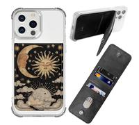 BWEGRHE Custodia adesiva per telefono, a portafoglio, in pelle PU, porta carte di credito e carta d'identità, blocco RFID, universale, design a portafoglio per la maggior parte degli smartphone, sole