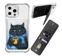 BWEGRHE Custodia adesiva per telefono, a portafoglio, in pelle PU, porta carte di credito e carta d'identità, blocco RFID, universale, design a portafoglio per la maggior parte degli smartphone, gatto