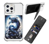 BWEGRHE Custodia adesiva per telefono, a portafoglio, in pelle PU, porta carte di credito e carta d'identità, blocco RFID, universale, design a portafoglio per la maggior parte degli smartphone