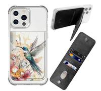 BWEGRHE Custodia adesiva per telefono, portafoglio in pelle PU con porta carte di credito e carta d'identità, blocco RFID, universale, design a portafoglio per la maggior parte degli smartphone