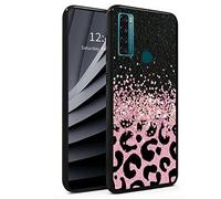 BWEGRHE Custodia sottile per Alcatel TCL 20 SE, per TCL 20 SE 6.8 pollici TPU Bumper Custodia per telefono con motivo leopardato rosa glitterato, custodia in gomma morbida in silicone per TCL 20 SE