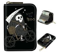 BWEGRHE Piccolo portafoglio da viaggio sottile multi-slot per carte di credito carino porta carte di credito RFID blocco porta carte piccolo portafoglio per donne uomini, Morte, Portable, Classico