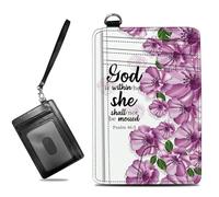 BWEGRHE Piccolo portafoglio da viaggio sottile multi-slot per carte di credito carino porta carte di credito RFID blocco porta carte piccolo portafoglio per donne uomini, Fiore Viola Bibbia, Slim