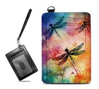 BWEGRHE Piccolo portafoglio da viaggio sottile multi-slot per carte di credito carino porta carte di credito RFID blocco porta carte piccolo portafoglio per donne uomini, Libellula Colore, Slim