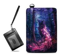 BWEGRHE Piccolo portafoglio da viaggio sottile multi-slot per carte di credito carino porta carte di credito RFID blocco porta carte piccolo portafoglio per donne uomini, Lupo magico, Slim