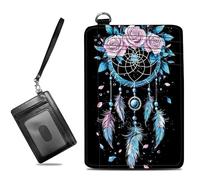 BWEGRHE Piccolo portafoglio da viaggio sottile multi-slot per carte di credito carino porta carte di credito RFID blocco porta carte piccolo portafoglio per donne uomini, Acchiappasogni rosa, Slim