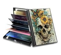 BWEGRHE Piccolo portafoglio da viaggio sottile multi-slot per carte di credito carino porta carte di credito RFID blocco porta carte piccolo portafoglio per donne uomini, Fungo Magico Foresta, Matel