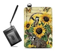 BWEGRHE Piccolo portafoglio da viaggio sottile multi-slot per carte di credito carino porta carte di credito RFID blocco porta carte piccolo portafoglio per donne uomini, Girasole Ucc, Slim