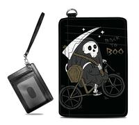 BWEGRHE Piccolo portafoglio da viaggio sottile multi-slot per carte di credito carino porta carte di credito RFID blocco porta carte piccolo portafoglio per donne uomini, Morte, Slim, Minimalista