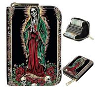 BWEGRHE Piccolo portafoglio da viaggio sottile multi-slot per carte di credito carino porta carte di credito RFID blocco porta carte piccolo portafoglio per donne uomini, Teschio Maria, Portable