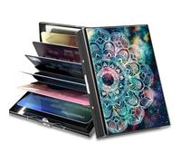 BWEGRHE Piccolo portafoglio da viaggio sottile multi-slot per carte di credito carino porta carte di credito RFID blocco porta carte piccolo portafoglio per donne uomini, Mandala d'arte, Matel