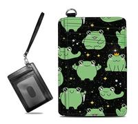 BWEGRHE Piccolo portafoglio da viaggio sottile multi-slot per carte di credito carino porta carte di credito RFID blocco porta carte piccolo portafoglio per donne uomini, Principessa Rana, Slim