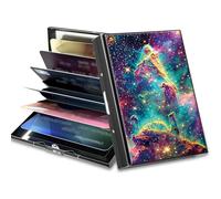 BWEGRHE Piccolo portafoglio da viaggio sottile multi-slot per carte di credito carino porta carte di credito RFID blocco porta carte piccolo portafoglio per donne uomini, Luna da sogno di cervo, Matel