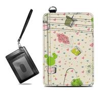 BWEGRHE Piccolo portafoglio da viaggio sottile multi-slot per carte di credito carino porta carte di credito RFID blocco porta carte piccolo portafoglio per donne uomini, Pianta Cactus, Slim