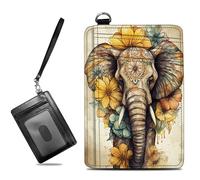BWEGRHE Piccolo portafoglio da viaggio sottile multi-slot per carte di credito carino porta carte di credito RFID blocco porta carte piccolo portafoglio per donne uomini, Elefante Girasole Decor, Slim