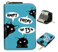 BWEGRHE Piccolo portafoglio da viaggio sottile multi-slot per carte di credito carino porta carte di credito RFID blocco porta carte piccolo portafoglio per donne uomini, Venerdì 13, Portable