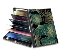 BWEGRHE Piccolo portafoglio da viaggio sottile multi-slot per carte di credito carino porta carte di credito RFID blocco porta carte piccolo portafoglio per donne uomini, Foglia d'arte, Matel