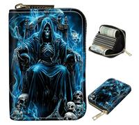 BWEGRHE Piccolo portafoglio da viaggio sottile multi-slot per carte di credito carino porta carte di credito RFID blocco porta carte piccolo portafoglio per donne uomini, Morte, Portable, Classico