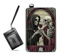 BWEGRHE Piccolo portafoglio da viaggio sottile multi-slot per carte di credito carino porta carte di credito RFID blocco porta carte piccolo portafoglio per donne uomini, Coppia Morte, Slim