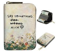 BWEGRHE Piccolo portafoglio da viaggio sottile multi-slot per carte di credito carino porta carte di credito RFID blocco porta carte piccolo portafoglio per donne uomini, Say Something Nice Flower