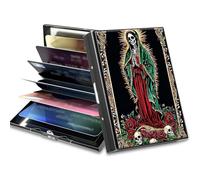 BWEGRHE Piccolo portafoglio da viaggio sottile multi-slot per carte di credito carino porta carte di credito RFID blocco porta carte piccolo portafoglio per donne uomini, Coppia Morte, Matel