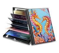 BWEGRHE Piccolo portafoglio da viaggio sottile multi-slot per carte di credito carino porta carte di credito RFID blocco porta carte piccolo portafoglio per donne uomini, Teschi Punk Bianchi, Matel