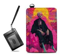 BWEGRHE Piccolo portafoglio da viaggio sottile multi-slot per carte di credito carino porta carte di credito RFID blocco porta carte piccolo portafoglio per donne uomini, Teschio Nuvola Rosa, Slim