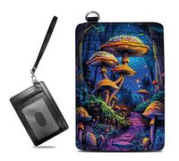 BWEGRHE Piccolo portafoglio da viaggio sottile multi-slot per carte di credito carino porta carte di credito RFID blocco porta carte piccolo portafoglio per donne uomini, Fungo Magico Foresta, Slim