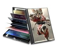 BWEGRHE Piccolo portafoglio da viaggio sottile multi-slot per carte di credito carino porta carte di credito RFID blocco porta carte piccolo portafoglio per donne uomini, Cani della Morte, Matel
