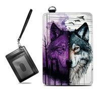 BWEGRHE Piccolo portafoglio da viaggio sottile multi-slot per carte di credito carino porta carte di credito RFID blocco porta carte piccolo portafoglio per donne uomini, Lupo della foresta, Slim
