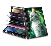 BWEGRHE Piccolo portafoglio da viaggio sottile multi-slot per carte di credito carino porta carte di credito RFID blocco porta carte piccolo portafoglio per donne uomini, Gatti d'arte, Matel