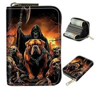 BWEGRHE Piccolo portafoglio da viaggio sottile multi-slot per carte di credito carino porta carte di credito RFID blocco porta carte piccolo portafoglio per donne uomini, Cani della Morte, Portable