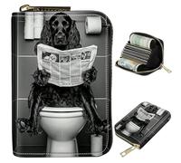 BWEGRHE Piccolo portafoglio da viaggio sottile multi-slot per carte di credito carino porta carte di credito RFID blocco porta carte piccolo portafoglio per donne uomini, Il cane legge il giornale
