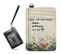 BWEGRHE Piccolo portafoglio da viaggio sottile multi-slot per carte di credito carino porta carte di credito RFID blocco porta carte piccolo portafoglio per donne uomini, Say Something Nice Flower