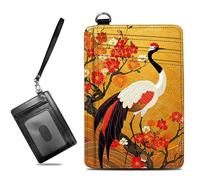 BWEGRHE Piccolo portafoglio da viaggio sottile multi-slot per carte di credito carino porta carte di credito RFID blocco porta carte piccolo portafoglio per donne uomini, Gru giapponese, Slim