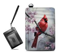 BWEGRHE Piccolo portafoglio da viaggio sottile multi-slot per carte di credito carino porta carte di credito RFID blocco porta carte piccolo portafoglio per donne uomini, Fiori di Sakura Uccello Rosso