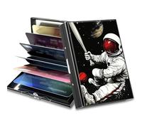 BWEGRHE Piccolo portafoglio da viaggio sottile multi-slot per carte di credito carino porta carte di credito RFID blocco porta carte piccolo portafoglio per donne uomini, Biblioteca Gatti, Matel