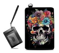 BWEGRHE Piccolo portafoglio da viaggio sottile multi-slot per carte di credito carino porta carte di credito RFID blocco porta carte piccolo portafoglio per donne uomini, Fiori Di Teschio Di, Slim,