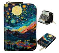 BWEGRHE Piccolo portafoglio da viaggio sottile multi-slot per carte di credito carino porta carte di credito RFID blocco porta carte piccolo portafoglio per donne uomini, Notte Brillante, Portable