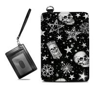 BWEGRHE Piccolo portafoglio da viaggio sottile multi-slot per carte di credito carino porta carte di credito RFID blocco porta carte piccolo portafoglio per donne uomini, Teschi Punk Bianchi, Slim