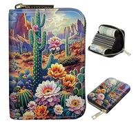 BWEGRHE Piccolo portafoglio da viaggio sottile multi-slot per carte di credito carino porta carte di credito RFID blocco porta carte piccolo portafoglio per donne uomini, Paradiso dei cactus, Portable