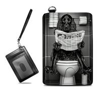 BWEGRHE Piccolo portafoglio da viaggio sottile multi-slot per carte di credito carino porta carte di credito RFID blocco porta carte piccolo portafoglio per donne uomini, Il cane legge il giornale