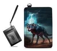 BWEGRHE Piccolo portafoglio da viaggio sottile multi-slot per carte di credito carino porta carte di credito RFID blocco porta carte piccolo portafoglio per donne uomini, Lupo magico, Slim