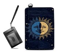 BWEGRHE Piccolo portafoglio da viaggio sottile multi-slot per carte di credito carino porta carte di credito RFID blocco porta carte piccolo portafoglio per donne uomini, Sole dentro la luna, Slim
