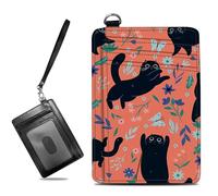 BWEGRHE Piccolo portafoglio da viaggio sottile multi-slot per carte di credito carino porta carte di credito RFID blocco porta carte piccolo portafoglio per donne uomini, Fiori di gatto nero, Slim