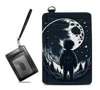 BWEGRHE Piccolo portafoglio da viaggio sottile multi-slot per carte di credito carino porta carte di credito RFID blocco porta carte piccolo portafoglio per donne uomini, Ragazzo Luna Piena, Slim