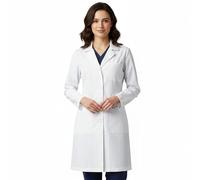 Bwell Bianca Camice da Laboratorio da Donna - Camice Bianco - Camice da Dottore da Donna, Camice Bianco per Laboratorio, Medicina e Studio, 3 Tasche con Bottoni, bianco, XL