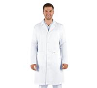 Bwell Fabio Camice da Laboratorio Uomo - Camice Bianco - Camice Medico Uomo Cappotto Bianco per Laboratorio, Medicina e Studio, 3 Tasche con Bottoni, bianco, 4XL