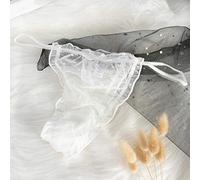 Bwer Mutandine da Donna Perizoma Sexy Biancheria Intima di Pizzo Trasparente Stringhe G Punto T-Back Cintura Sottile Femminile Lingerie esotica-Bianco 1, L